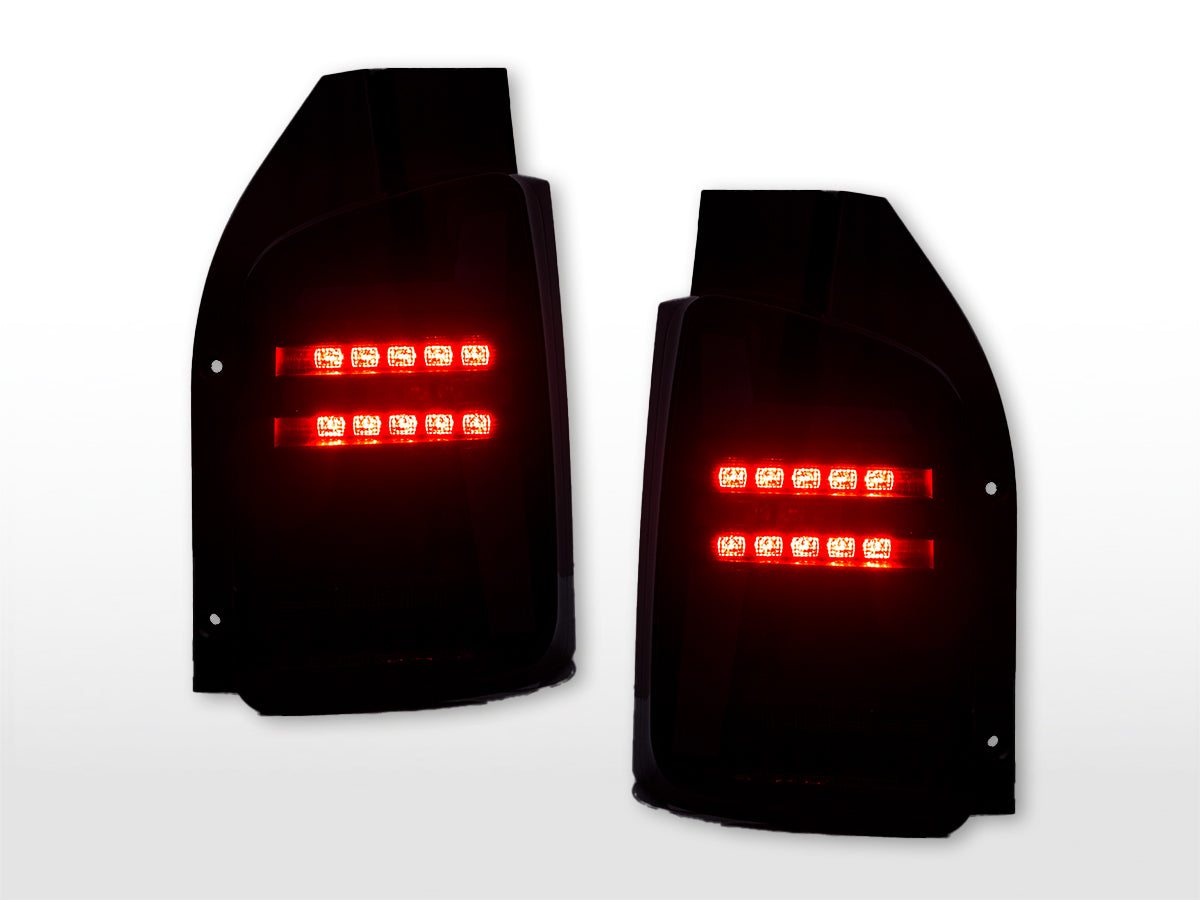 LED Rückleuchten Set VW T6 Bj. ab 20 Flügeltüren-Version schwarz/smoke LED Rückleuchten Set VW T6 Bj. ab 20 Flügeltüren-Version schwarz/smoke
